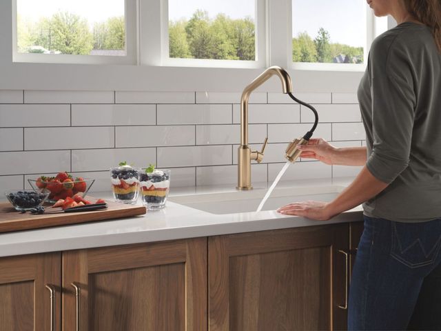 Delta Cordova™ Lumicoat® Champagne Bronze Single Handle Kitchen Faucet-3