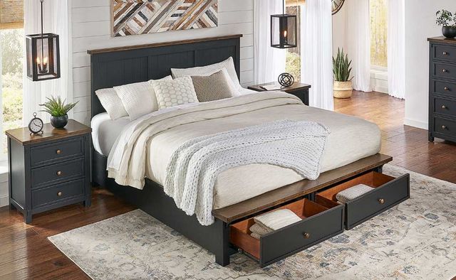 A-America® Stormy Ridge Chicory/Slate Black California King Storage Panel Bed-3