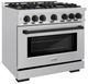 ZLINE Autograph Edition 36" Stainless Steel Pro Style Dual Fuel Range with Matte Black Accents-2