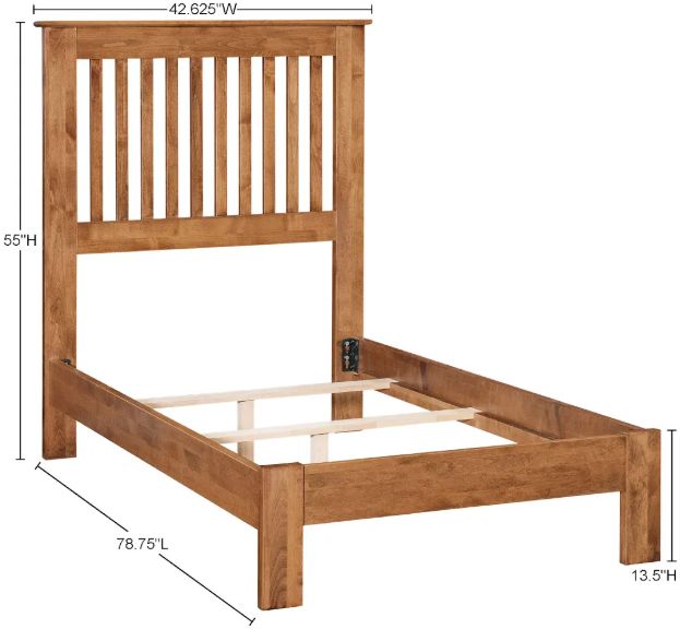 Archbold Furniture Customizable Shaker Slatted Twin Panel Bed with Low Footboard -2