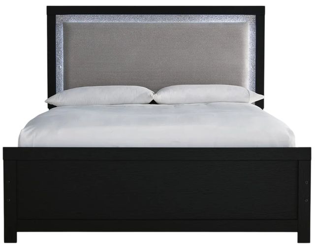 Signature Design by Ashley® Maeling Black Queen Upholstered Panel Bed-2