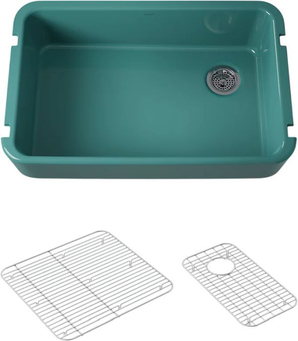 KOHLER® Ironridge® Teal 34" Undermount Single-Bowl Farmhouse Kitchen Sink-0