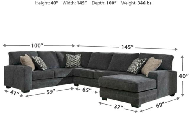 Benchcraft® Tracling 3-Piece Slate Right-Arm Facing Sectional and Chaise-2