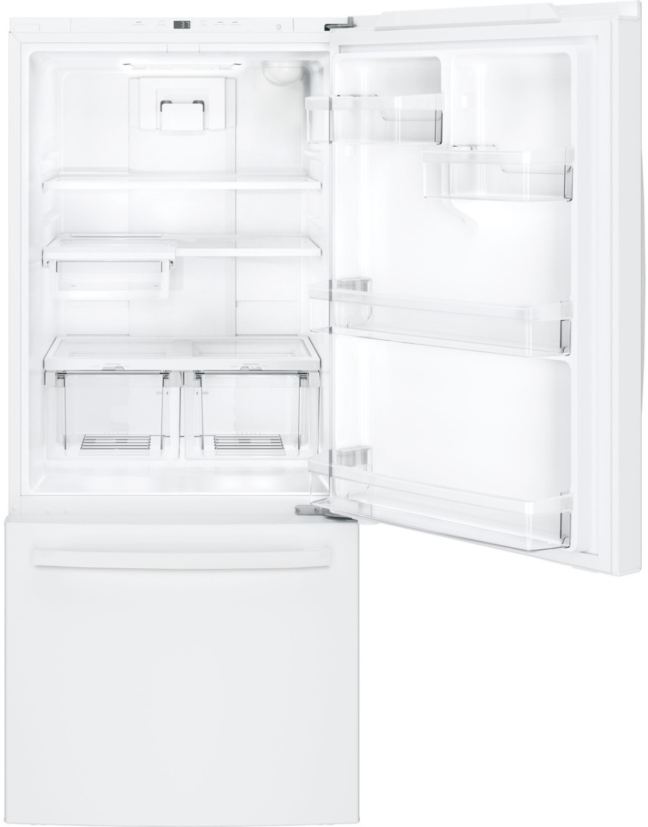 GE 30 in. 21.0 Cu. Ft. White Bottom Freezer Refrigerator - Thumbnail 3