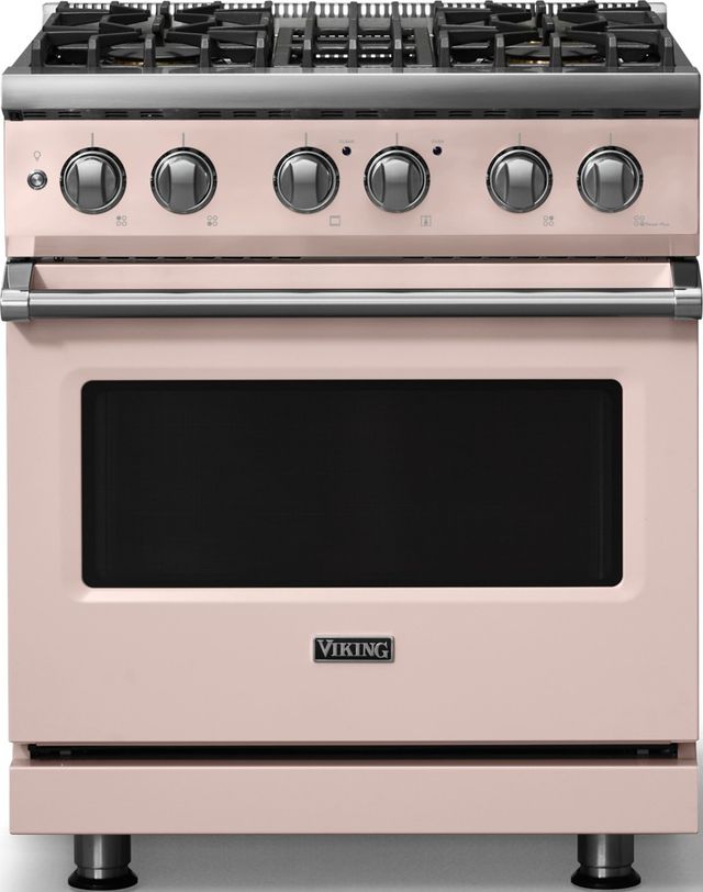 Viking® 5 Series 30" Blush Pro Style Dual Fuel (LP) Range with Polished Chrome Trim-0