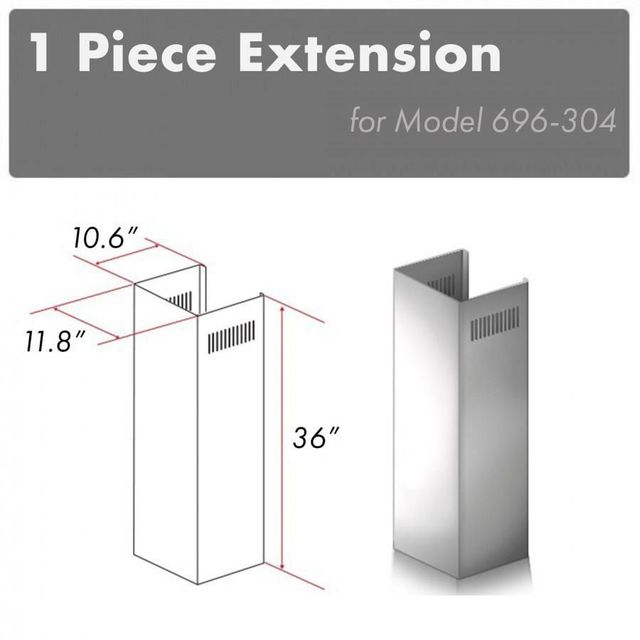 ZLINE 36" Stainless Steel Outdoor Chimney Extension -3