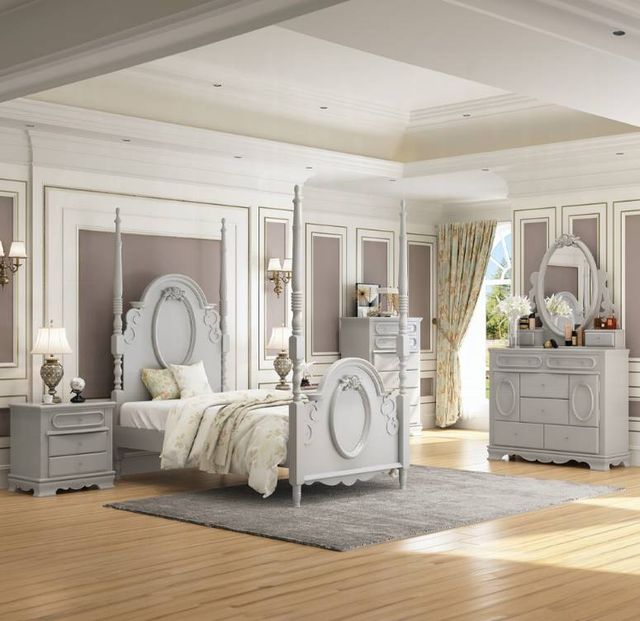 ACME Furniture Flora Gray Full Poster Bed-1