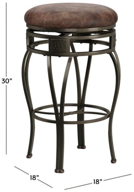 HH2 Home Montello Distressed Brown Swivel Backless Bar Stool-3