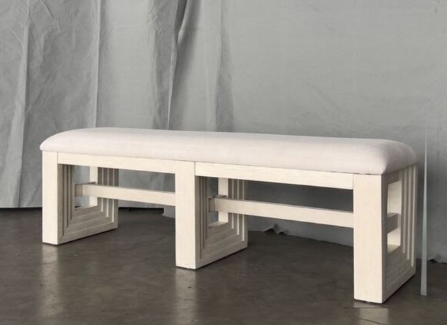 Elements International Avalanche Antique White Dining Bench-1
