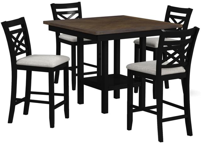 Elements International Brooks 5-Piece Black/Brown/Cream Counter Dining Set-0