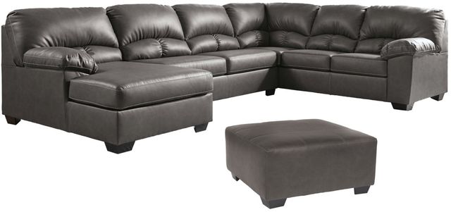 Benchcraft® Aberton 2-Piece Gray Sectional with Ottoman-0