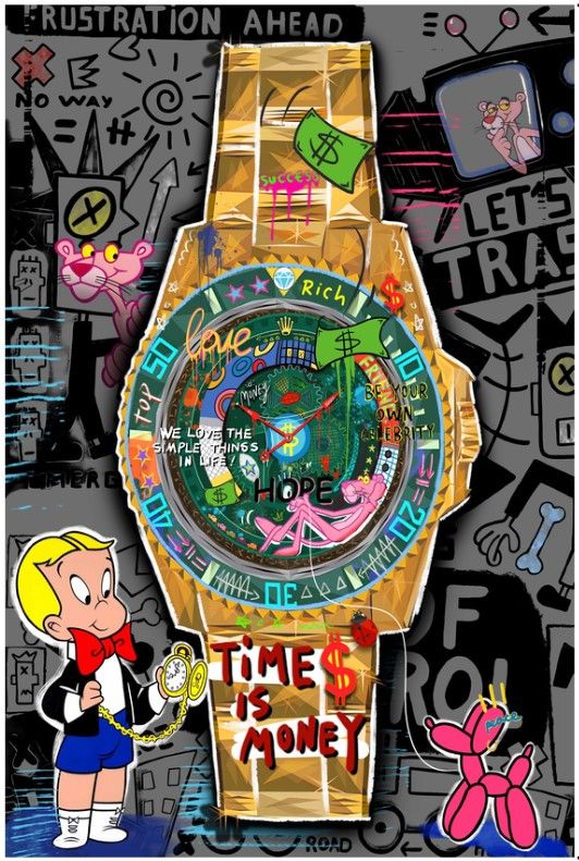 Classy Living Expressive Time is Money Wall Art-0