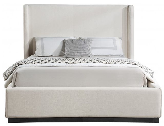Meridian Furniture Flynn Beige King Linen Textured Panel Bed-1
