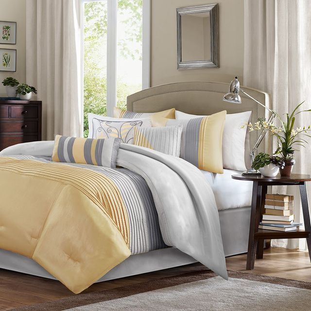 Olliix by Madison Park 7 Piece Yellow King Amherst Comforter Set-0