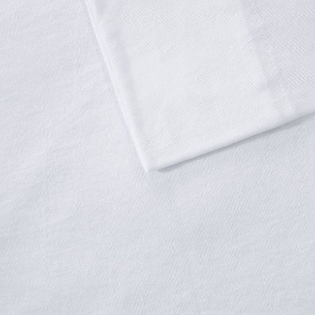 Olliix by Intelligent Design White Twin XL Cotton Blend Jersey Knit All Season Sheet Set-1
