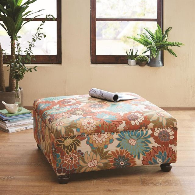 Olliix by Madison Park Multi Carlyle Cocktail Square Ottoman-1