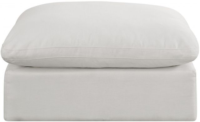 Meridian Furniture Comfy Cream Linen Textured Ottoman-1