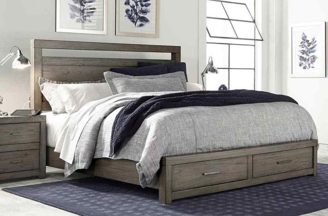 Aspenhome® Modern Loft Greystone Queen Panel Storage Bed-3