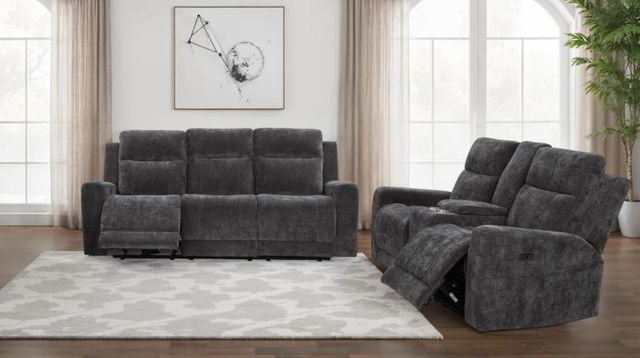 Coaster® Kennett 2-Piece Dark Gray Upholstered Power Reclining Sofa Set-1
