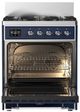 Ilve® Majestic III 30" Midnight Blue Pro Style Dual Fuel Liquid Propane Range with Solid Door and Chrome Trim-1