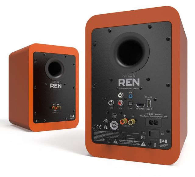 Kanto REN 5.25" Matte Orange Bookshelf Speakers (Pair)-3