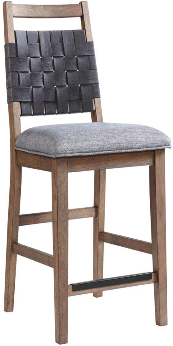 Intercon Oslo Gray/Weathered Chestnut Woven Back Stool-0