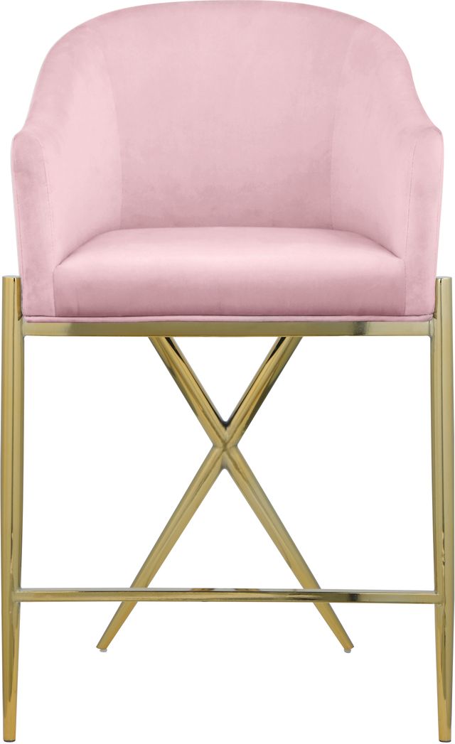 Meridian Furniture Xavier Pink/Gold Velvet Counter Stool-2
