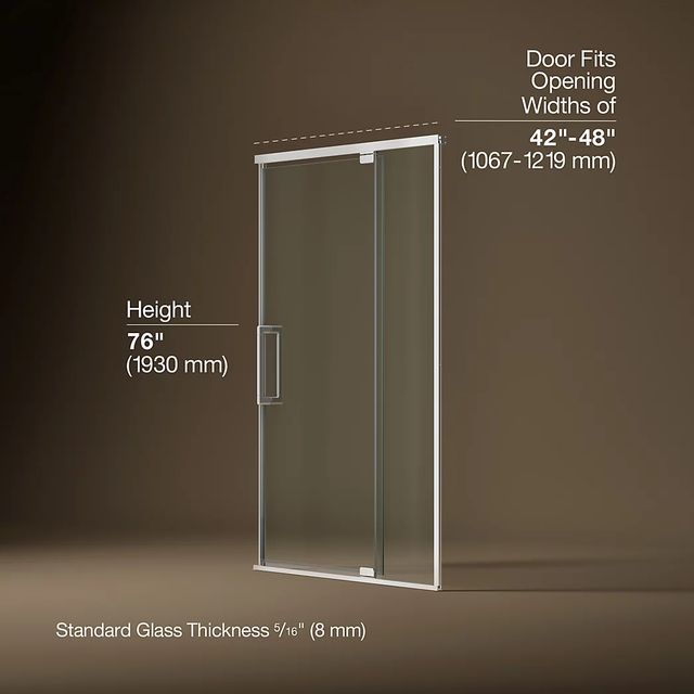 KOHLER Statement™ Bright Polished Silver 76" x 42" - 48" Pivot Shower Door-2