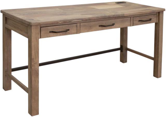 International Furniture Direct Natural Parota Brown Desk-0