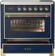 Ilve® Majestic III 36" Midnight Blue Pro Style Induction Range with Triple Glass Door and Brass Trim-3