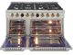 Kucht Professional KX Series 48" Stainless Steel Pro Style Dual Fuel Range with Gold Accents and Kucht Horus Thermostat-2