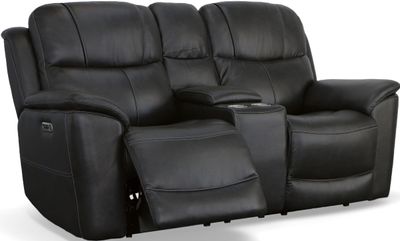 Flexsteel Crew Power Reclining Loveseat with Console and Power Headrests and Lumbar