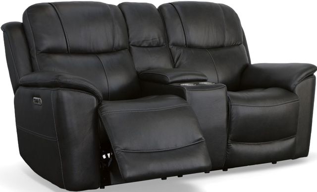 Flexsteel® Crew Raven Power Reclining Loveseat with Console and Power Headrests and Lumbar-2