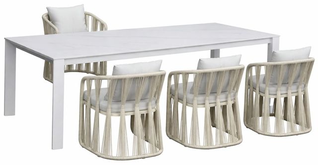 Intercon Alexa 5-Piece White Aluminum/Stone Outdoor Dining Set-0