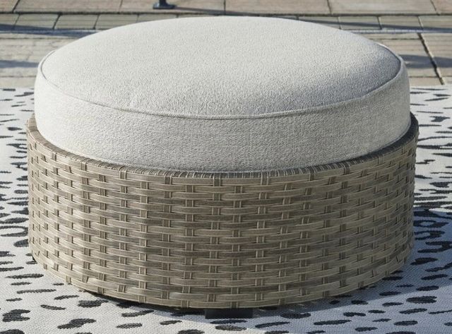 Signature Design by Ashley® Calworth Beige Outdoor Ottoman-2