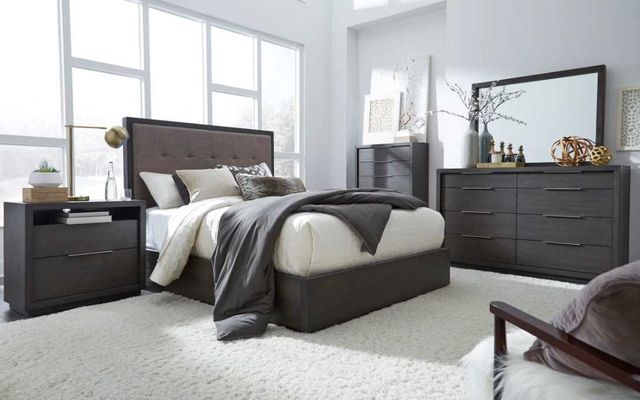 Modus Furniture Oxford Basalt Gray California King Upholstered Storage Bed-1