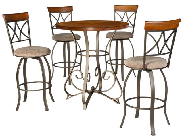 Powell® Hamilton 5-Piece Bronze/Medium Cherry Round Pub Table Set-0
