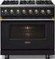 Viking® 5 Series 36" Onyx Pro Style Dual Fuel (LP) Range with Brushed Brass Trim-2