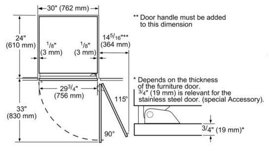 Thermador® Freedom® 29.75" Stainless Steel Handleless Door Panel-2
