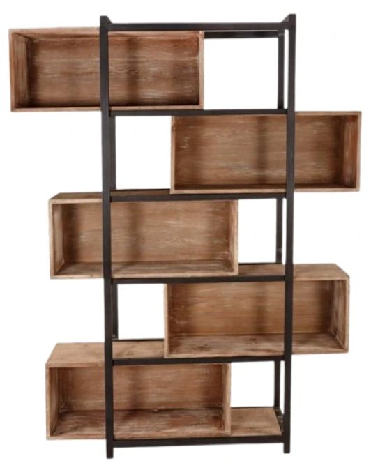 Nest Home Collections Mary Lou Gray Washed Cube Bookcase-2