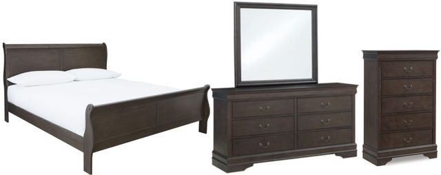 Signature Design by Ashley® Leewarden 4-Piece Dark Brown Queen Sleigh Bed Set-0