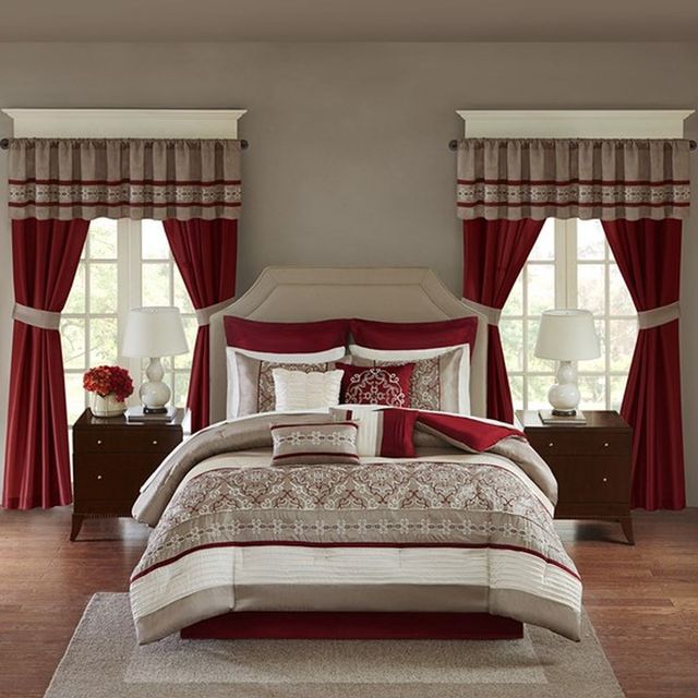 Olliix by Madison Park Essentials Red California King Jelena 24 Piece Room in a Bag-0