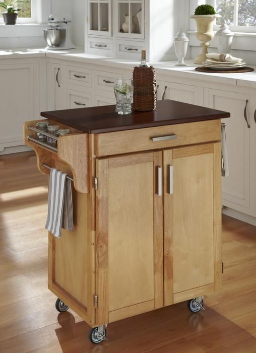 homestyles® Cuisine Cart Cherry/Natural Wood Kitchen Cart-2