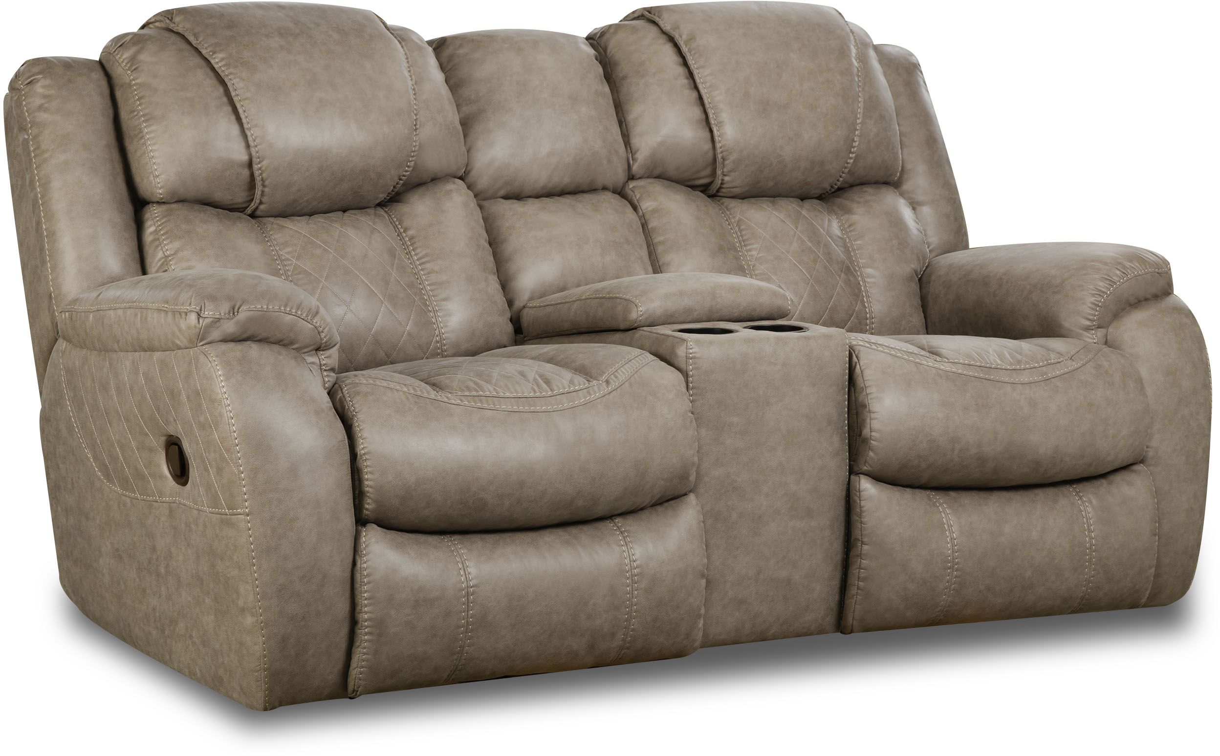 HomeStretch Daytona Mushroom Reclining Console Loveseat | Miskelly HomeStretch Daytona Mushroom Reclining Console Loveseat | Miskelly