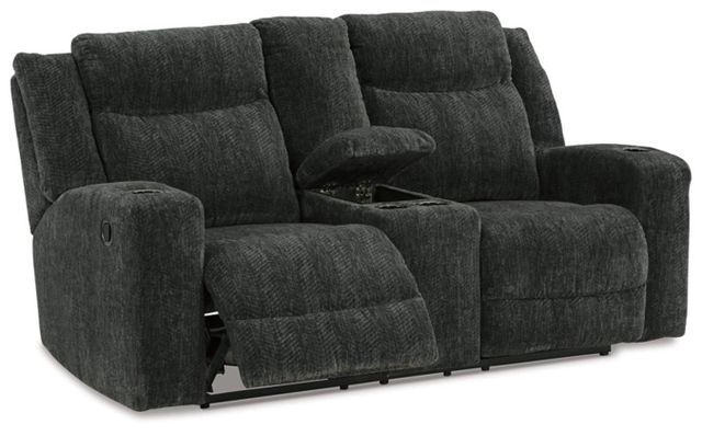 Signature Design by Ashley® Martinglenn Ebony Reclining Loveseat with Console-1