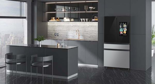 Samsung Bespoke 36 in. 28.6 Cu. Ft. Charcoal Glass Top/Stainless Steel French Door Refrigerator