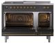 Ilve® Nostalgie II Noblesse 48'' Graphite Matte Pro Style Dual Fuel Range with Brass Trim-2