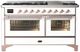 Ilve® Majestic III 60" White Pro Style Dual Fuel Liquid Propane Range with Triple Glass Door and Copper Trim-0