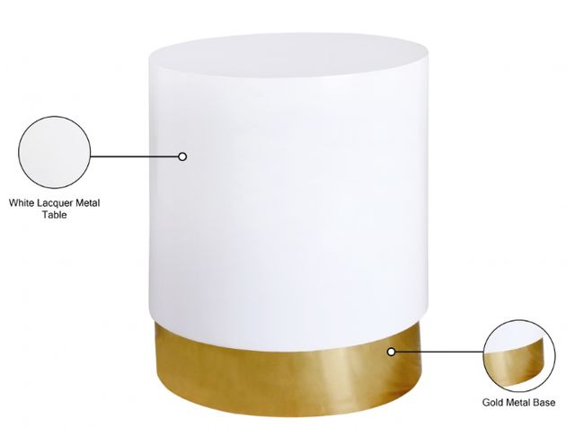 Meridian Furniture Deco White End Table with Gold Base-2