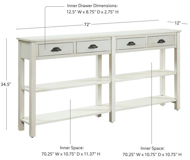 Powell® Antique Cream Crackle Console Table-2